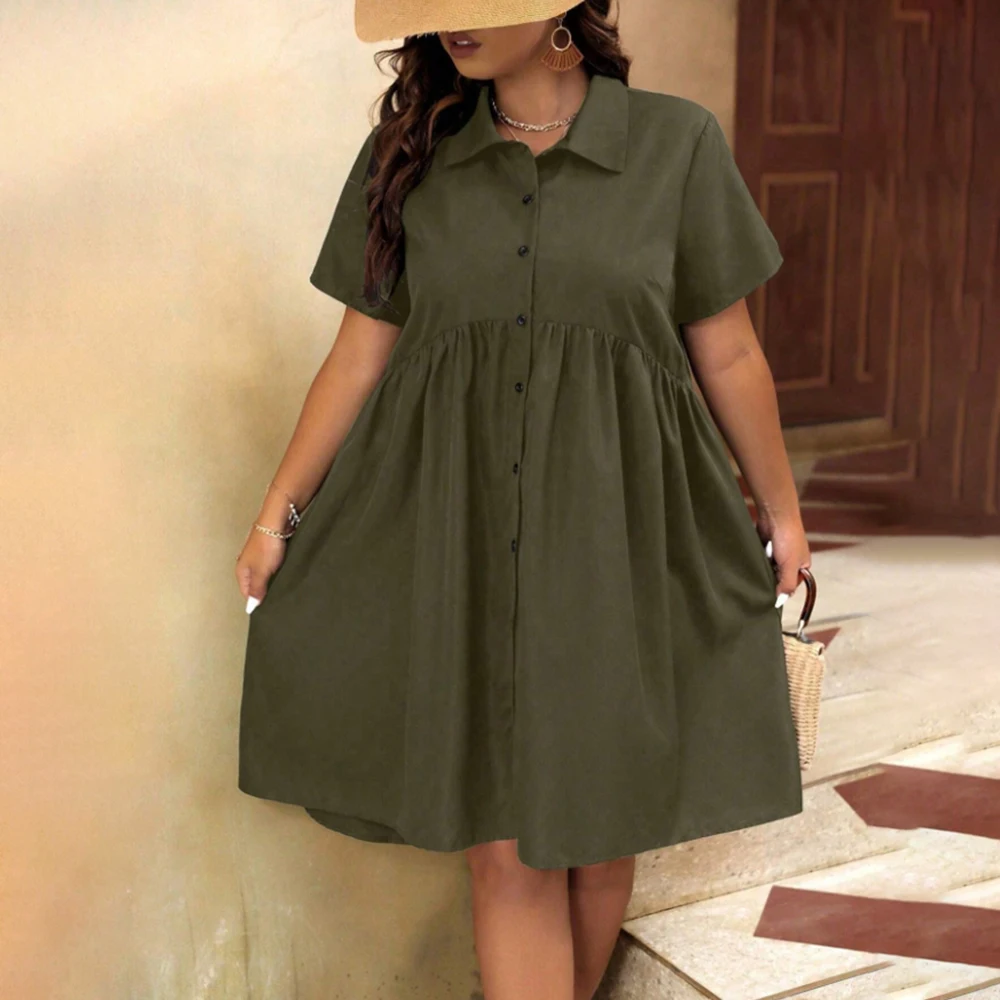 2024 Summer Women's Plus Size Casual Shirt Skirt Set