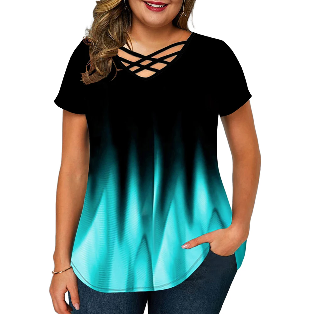 2024 Summer Women's Plus Size Short Sleeve Tee - Casual Oversized Pullover