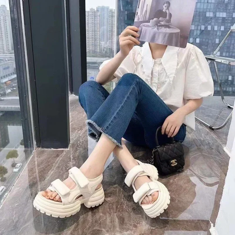 2024 Women's Fashion Platform Sandals with Lightweight Buckle, Summer Heel Sandalias Mujer