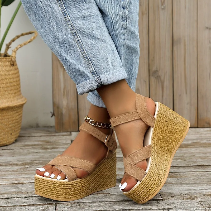 2024 Women's Fashion Wedge Sandals: Summer Non-slip Peep Toe Platform Shoes