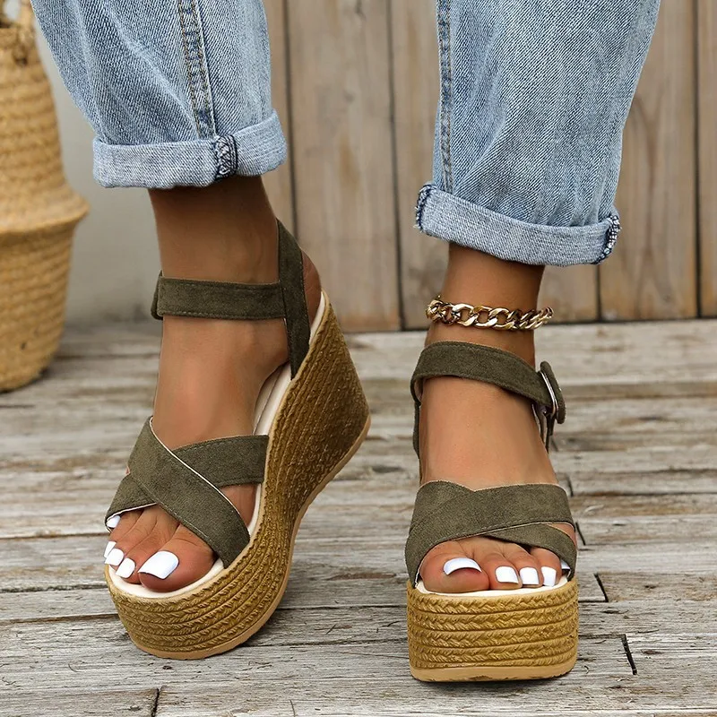 2024 Women's Fashion Wedge Sandals: Summer Non-slip Peep Toe Platform Shoes