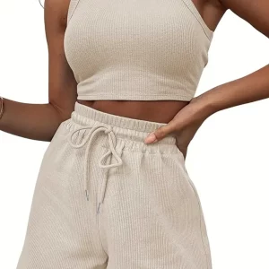 2024 Women's Summer Two-Piece Set: Cami & Drawstring Shorts