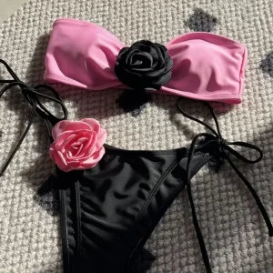 3D Flower Bikini Set: Contrast Color Women's Swimsuit