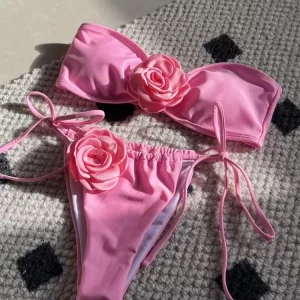 3D Rose Flower Bikini Set - Women's Swimsuit 2024 Summer Beachwear