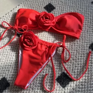 3D Rose Flower Bikini Set - Women's Swimsuit 2024 Summer Beachwear