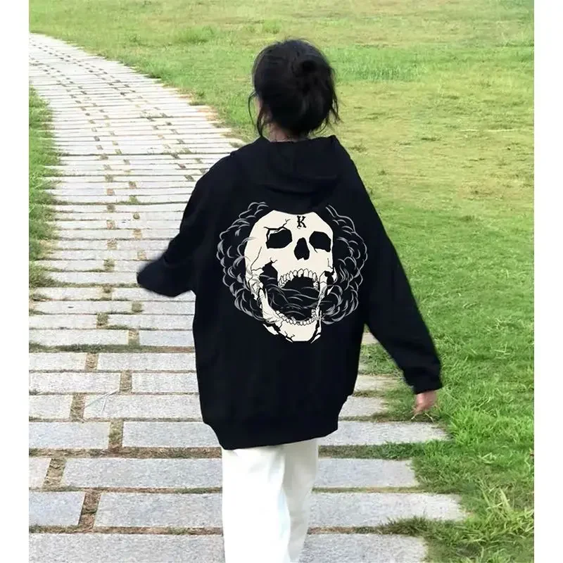 American Fashion Skull Black Women's Oversized Hoodie