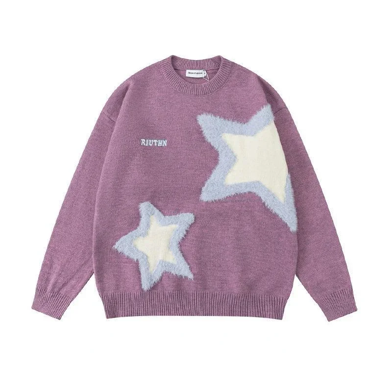 American Vintage Plush Star Academy Couple Sweater - XL Knitted Pullovers for Women