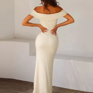 Apricot Strapless Maxi Dress: Sexy Sleeveless Bodycon Clubwear