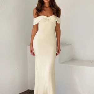 Apricot Strapless Maxi Dress: Sexy Sleeveless Bodycon Clubwear