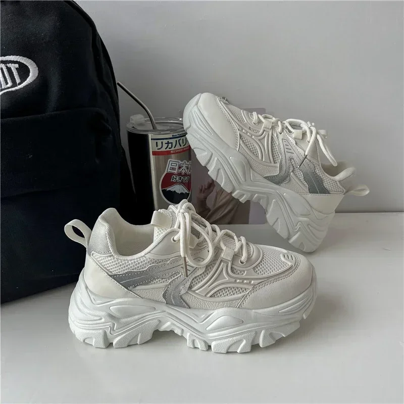 Autumn 2024 Women's Lightweight Chunky Sneakers, Breathable Mesh, Non-slip Vulcanized Shoes