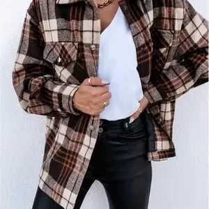 Autumn & Winter Plaid Shirt Coat | Women's Casual Loose Fashion Shirt | Long-sleeved with Pocket