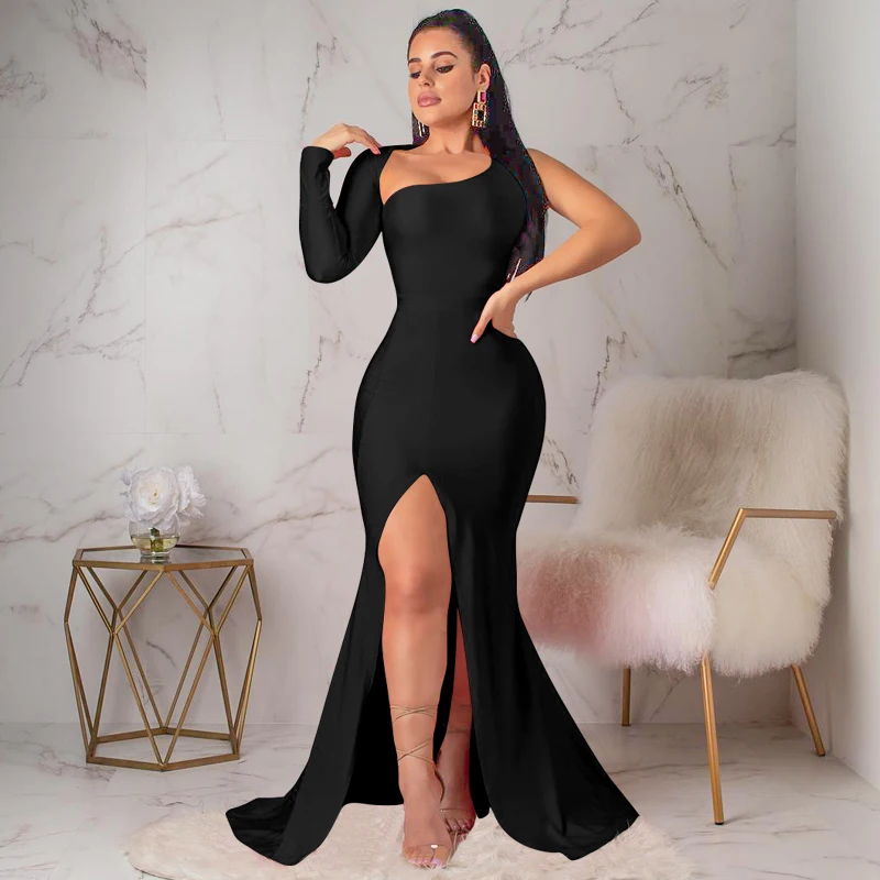 Autumn Winter Women's Long Sleeve Slim Long Dress