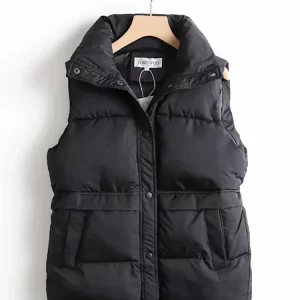 Autumn Winter Women's Stand Collar Long Vest Jacket