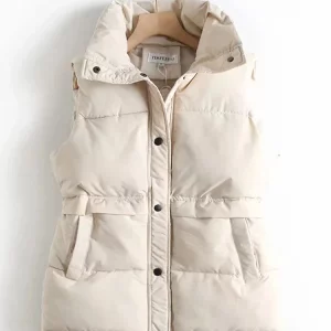 Autumn Winter Women's Stand Collar Long Vest Jacket