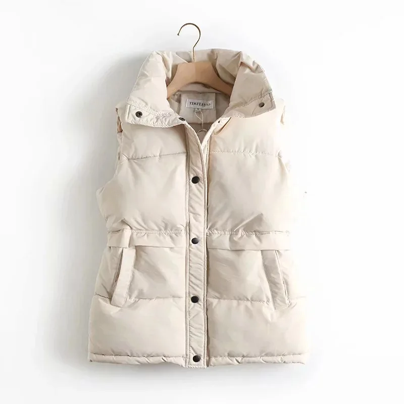 Autumn Winter Women's Stand Collar Long Vest Jacket