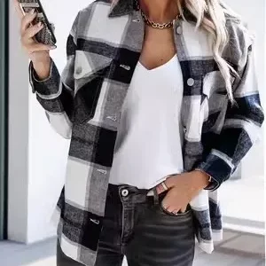 Autumn/Winter Plaid Shirt Coat | Women's Casual Loose Button Shirt