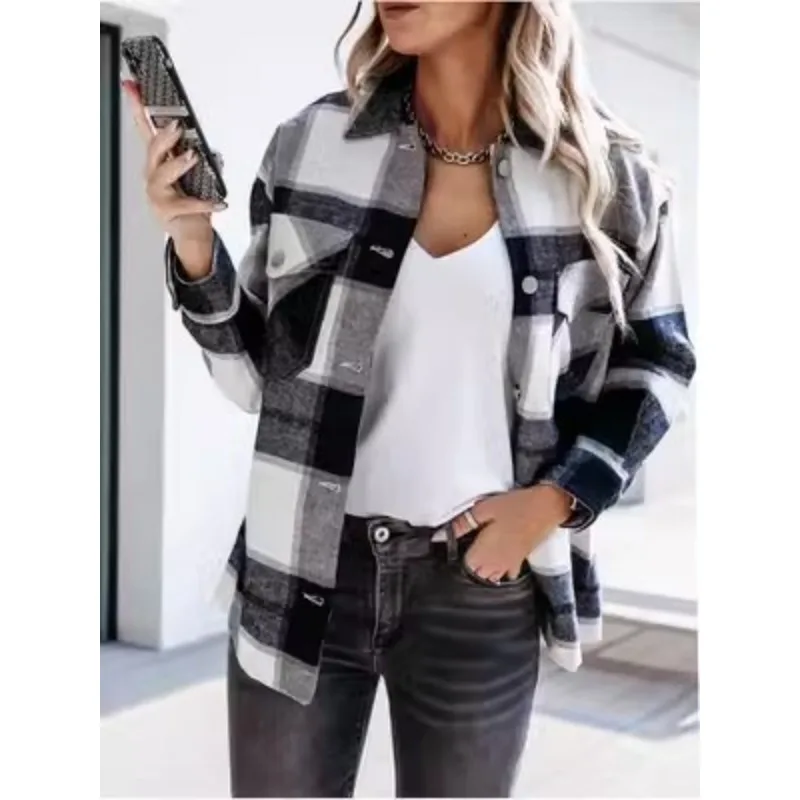 Autumn/Winter Plaid Shirt Coat | Women's Casual Loose Button Shirt