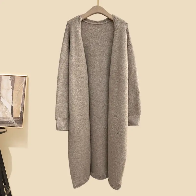 Autumn/Winter Women's 3-Piece Set: Long Cardigan, Knitted Sweater & Wide Leg Trous