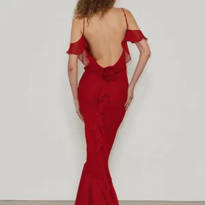 Backless Evening Maxi Dress Women Fashion Off-shoulder Bodycon Club Party Dress