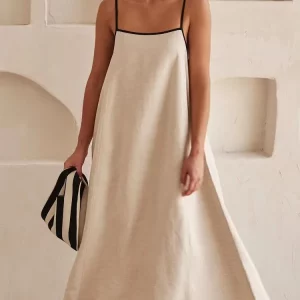 Backless Halter Maxi Dress | Sleeveless Cotton Swing