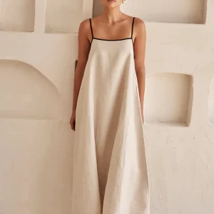 Backless Halter Maxi Dress | Sleeveless Cotton Swing