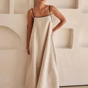 Backless Halter Maxi Dress | Sleeveless Cotton Swing