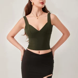 Backless Suspender Cropped Vest - Women's Fashion Deep V-Neck Tank