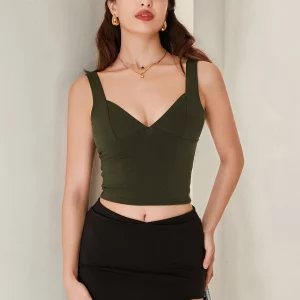 Backless Suspender Cropped Vest - Women's Fashion Deep V-Neck Tank