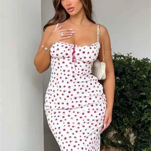 Beach Print Y2K Bodycon Off Shoulder Dress for Women - Elegant Summer Evening Party Wear 2024