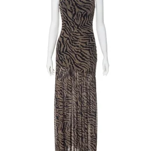 Beach Style Strapless Long Dress Tiger Stripes Y2K Women's Clothing