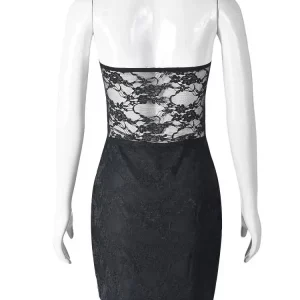 Black Lace Splice Bodycon Dress - Sexy Backless Mini with Split Hem - Nightclub Women's Wear