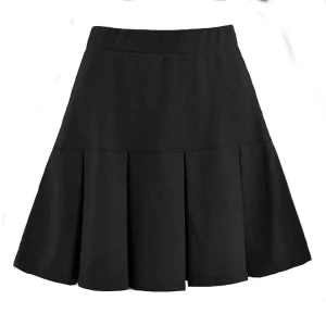 Black Pleated High Waist Skirt for Women - Spring/Summer