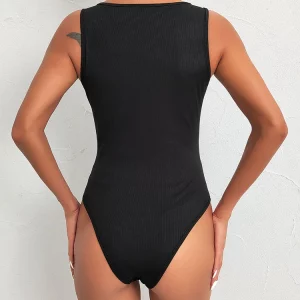 Black V-Neck Bodycon Romper: Women's Sexy Jumpsuit