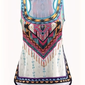 Bohemian Sleeveless Digital Print Tank Top for Plus Size Women