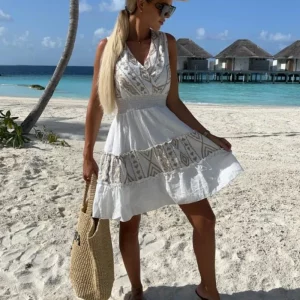 Boho Sleeveless V-Neck Embroidered Dress | Women's Summer Fashion