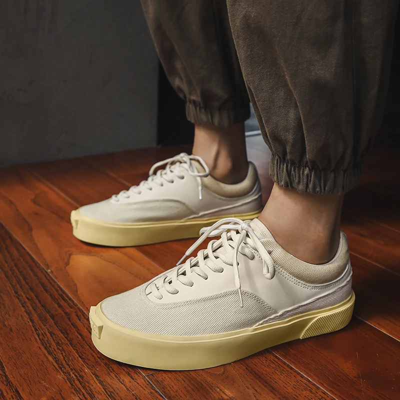 Breathable Men's Summer Casual Sneakers - White Vulcanized Shoes