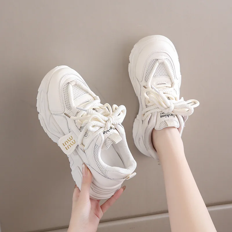 Breathable Mesh Spring Women's Sneakers with Thick Sole