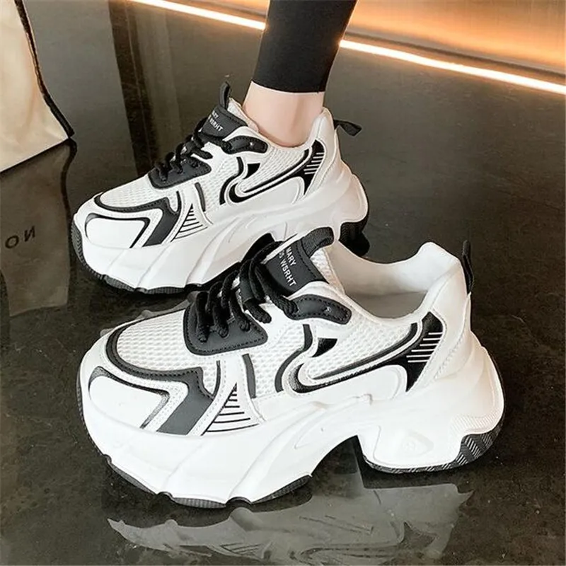 Breathable Mesh Women's Sneakers, Comfortable Lace-Up Shoes