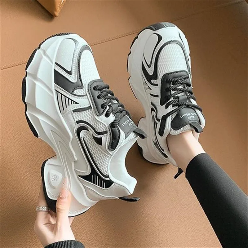 Breathable Mesh Women's Sneakers, Comfortable Lace-Up Shoes