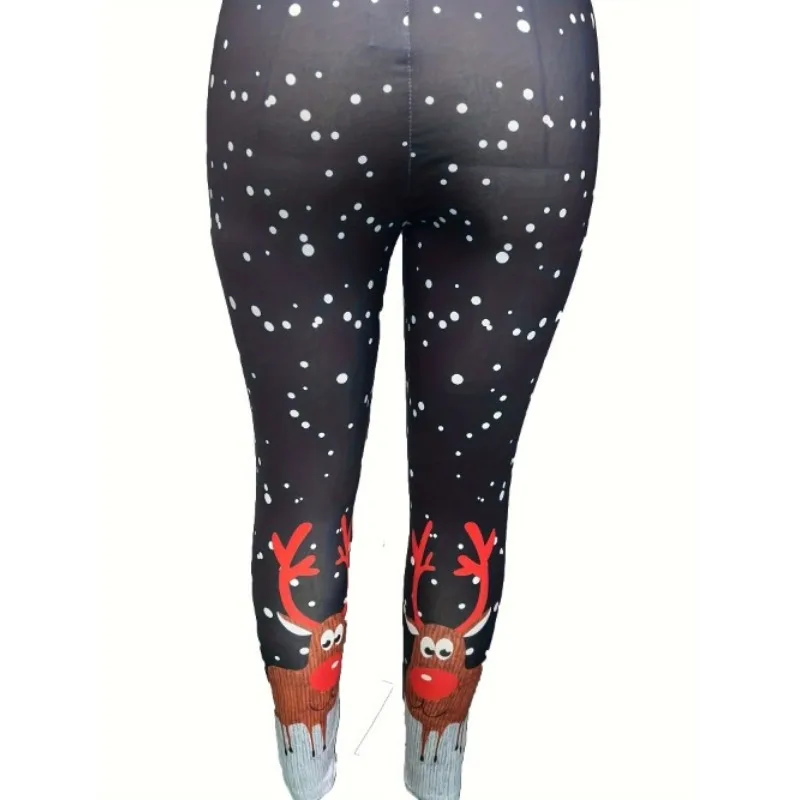 Cartoon Print High Waist Plus Size Women's Leggings