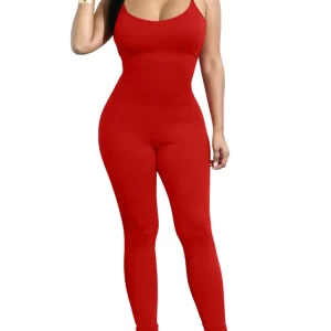 Casual Women's Leggings Jumpsuits with Square Collar