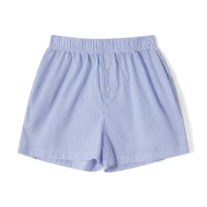 Casual Women's Plaid/Striped Lounge Shorts with High Elastic Waist