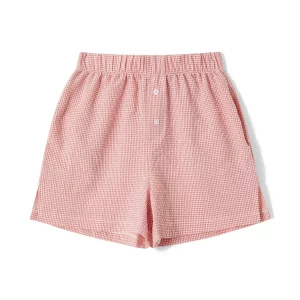 Casual Women's Plaid/Striped Lounge Shorts with High Elastic Waist