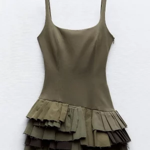 Chic Army Green Suspender Mini Dress | Sleeveless Bodycon Vestidos | Women's Fashion 2024 Streetwear