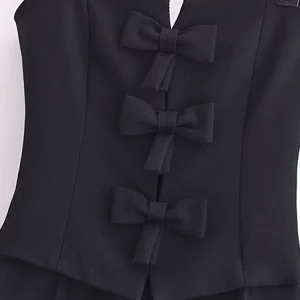 Chic Sleeveless Bow Detail Jumpsuit | Slim Fit High Waist | 2024 Spring Summer | Black Streetwear