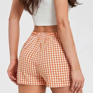 Chic Summer Plaids Lounge Shorts for Women - Elastic Waistband, Street Style Sleepwear