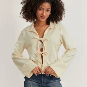 Chic Tie-Up Front Long Sleeve Cardigan for Women