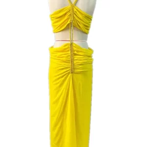 Chiffon Maxi Dress with Chain Detail & Sexy Backless