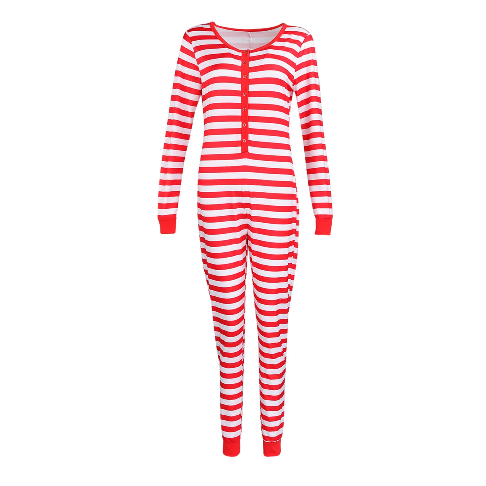 Christmas Striped Pajamas: Women's Sexy Slim Fit Jumpsuit