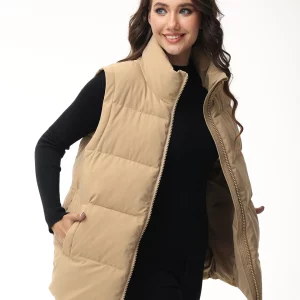 Cinemore Women's Sleeveless Down Vest | Warm Casual Parka Jacket | Solid Cotton Padded Coat